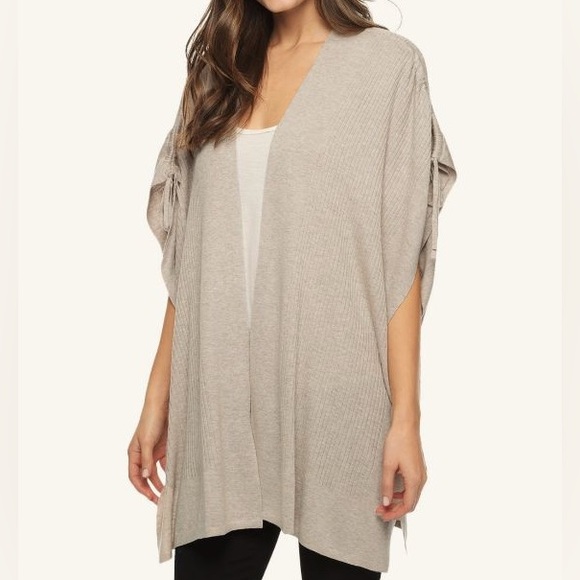 Splendid Sweaters - SPLENDID cashmere blend cardigan Heather Wheat Open jacket Poncho Sweater Coat